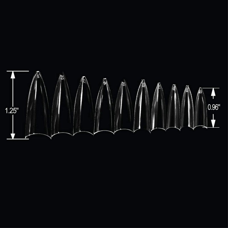VIVACE Clear Stiletto 500 Acrylic False Fake Gel Nail Tips With Clear Plastic Case 27512 For Nail Salon Nail Shop (Clear Stiletto) - Image 3